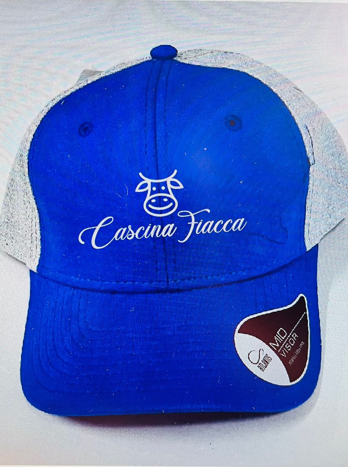 Cappellino blu con logo Cascina Fiacca ricamato